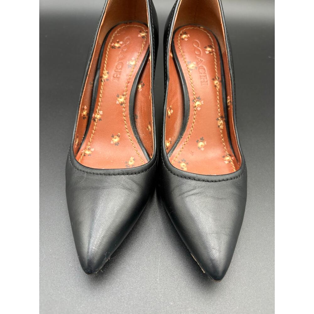 Coach G1807 Black Leather Pointed Toe Pumps Heels Women's Size 7.5B - Picture 4 of 11